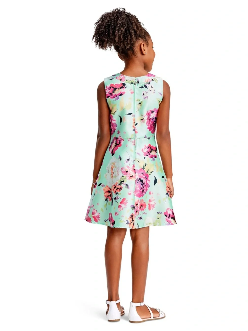 (A1) The Children's Place Girls‎ Sleeveless Floral Cut-Out Dress Mint Green 6X/7